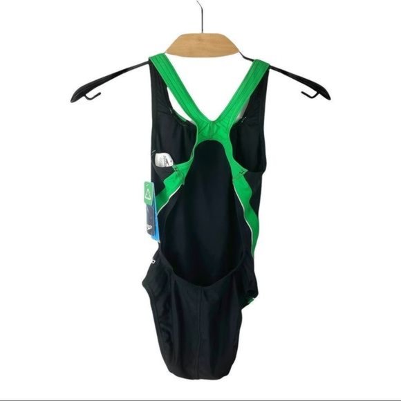 NWT Speedo Taper Splice Pulse Back Powerflex Eco One Piece Swimsuit - Picture 7 of 8